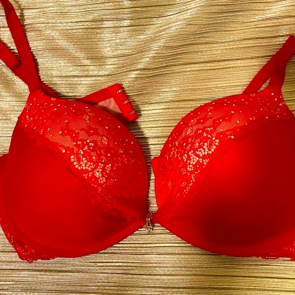 Victoria Secret Hot Orange Jewel Push Up Bra - Picture 2 of 3